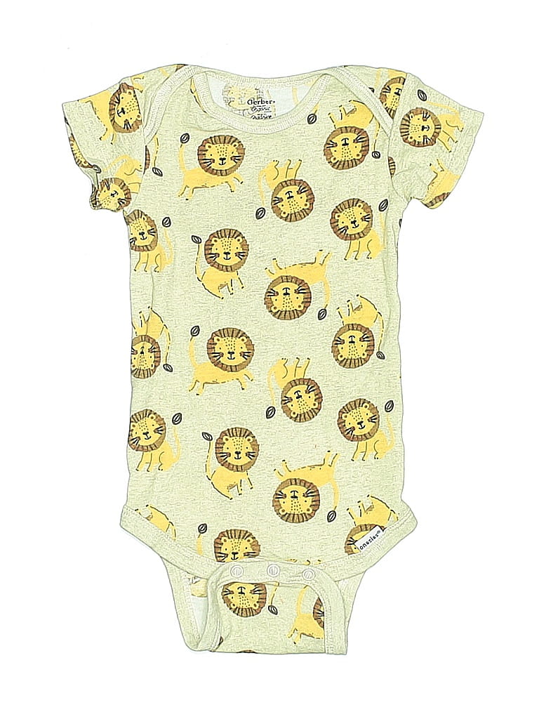 Gerber 100% Cotton Print Yellow Short Sleeve Onesie Size 3-6 mo - photo 1