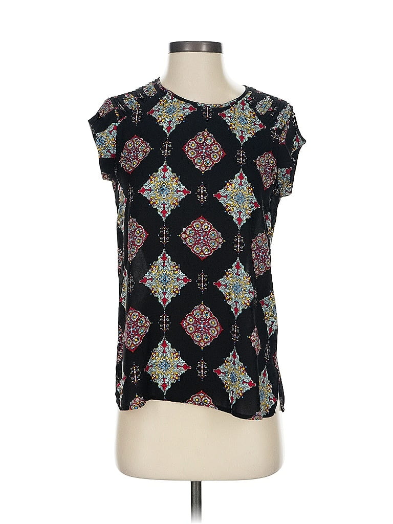 Pre-owned Dr2 Short Sleeve Top Black Keyhole Neckline Tops