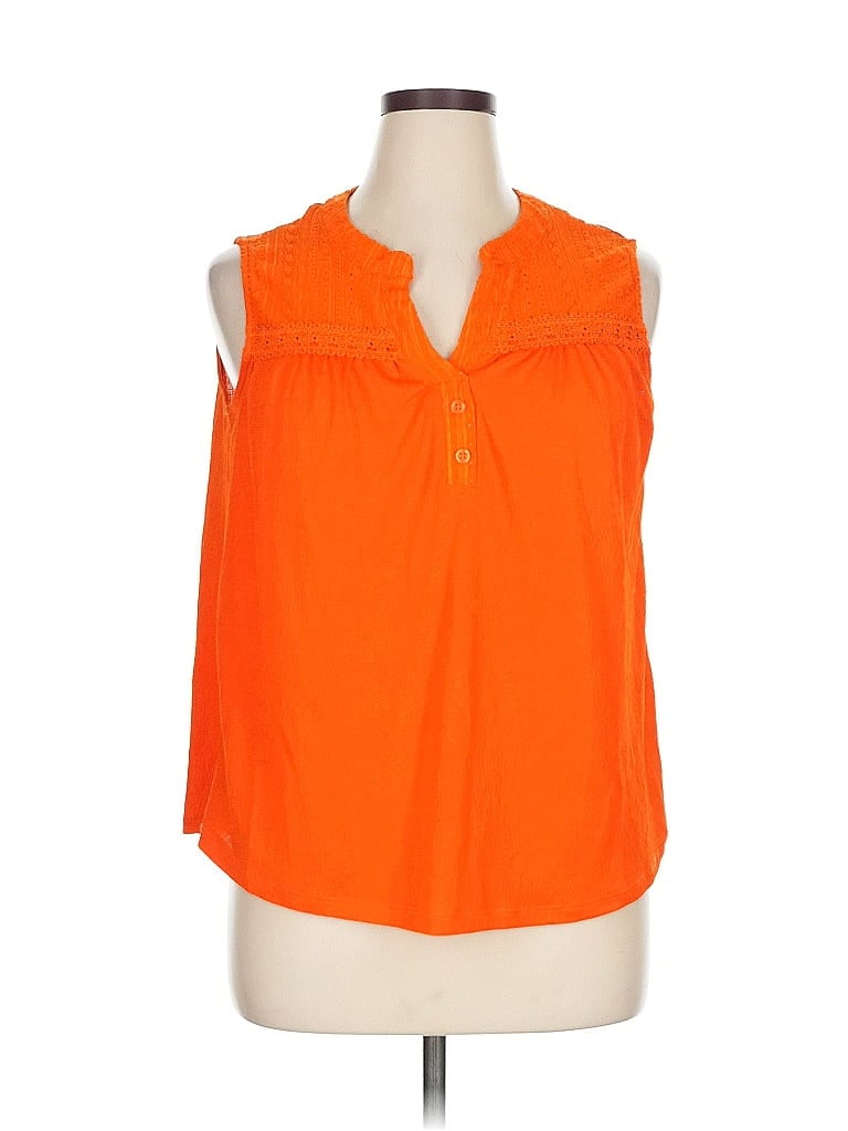 Pre-owned Como Blu Sleeveless Blouse In Orange