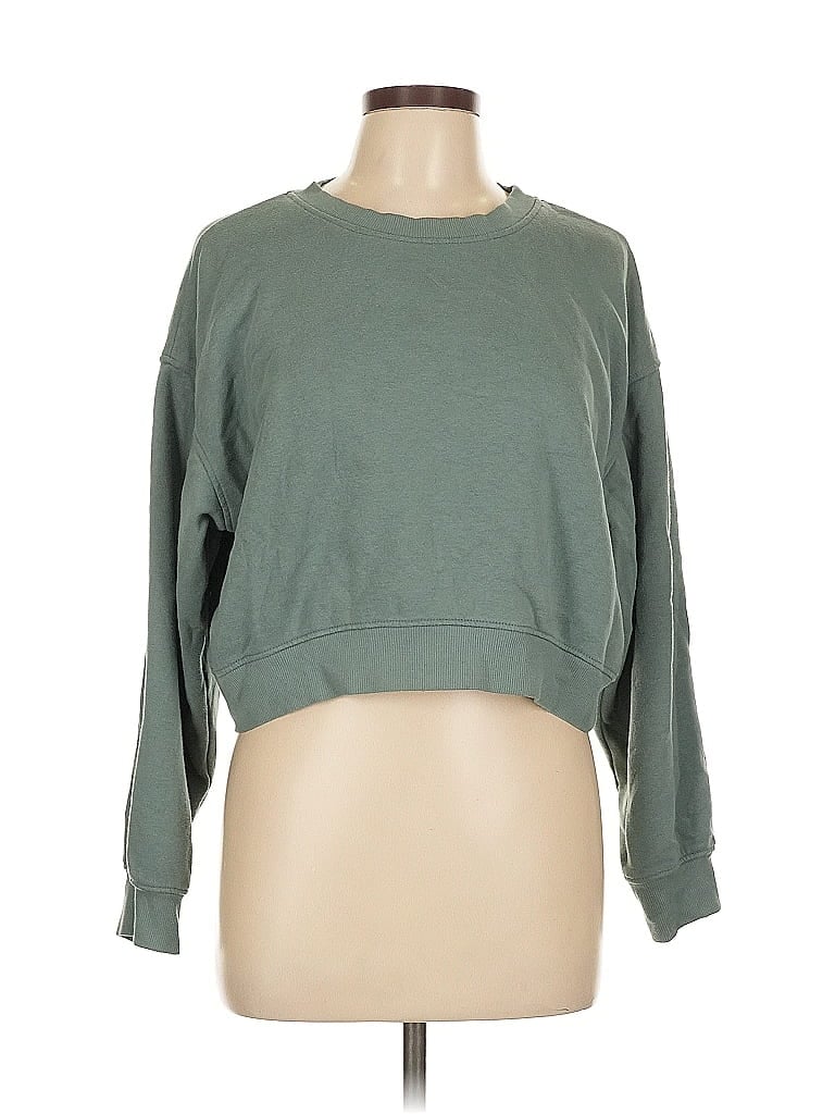 Pre-owned Bozzolo Long Sleeve Top Green Crew Neck Tops