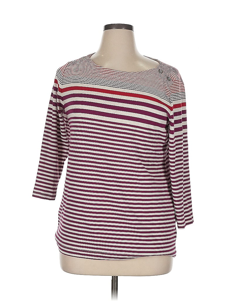 Pre-owned Croft & Barrow 3/4 Sleeve Top Burgundy Boatneck Tops