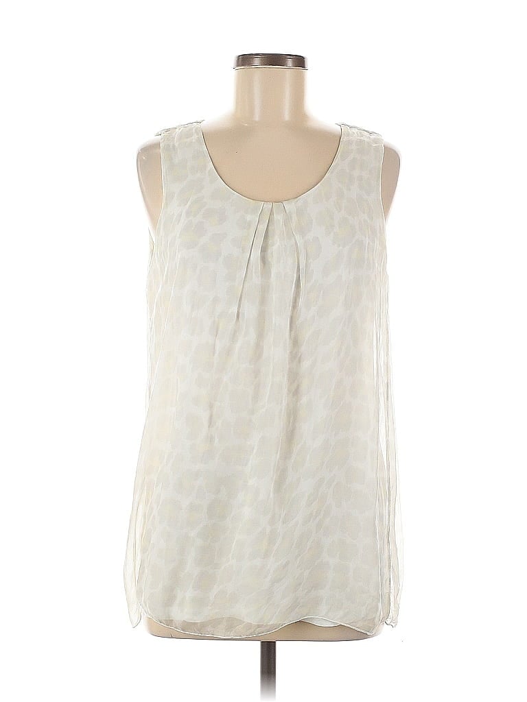 Pre-owned Elena Baldi Sleeveless Silk Top Ivory Keyhole Neckline Tops In White