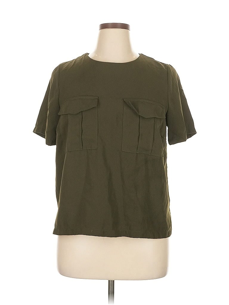 ONE CLOTHING Pre-owned Short Sleeve Top Green Crew Neck Tops