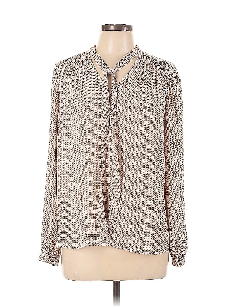 Pre-owned Adrienne Vittadini Long Sleeve Blouse In Gray