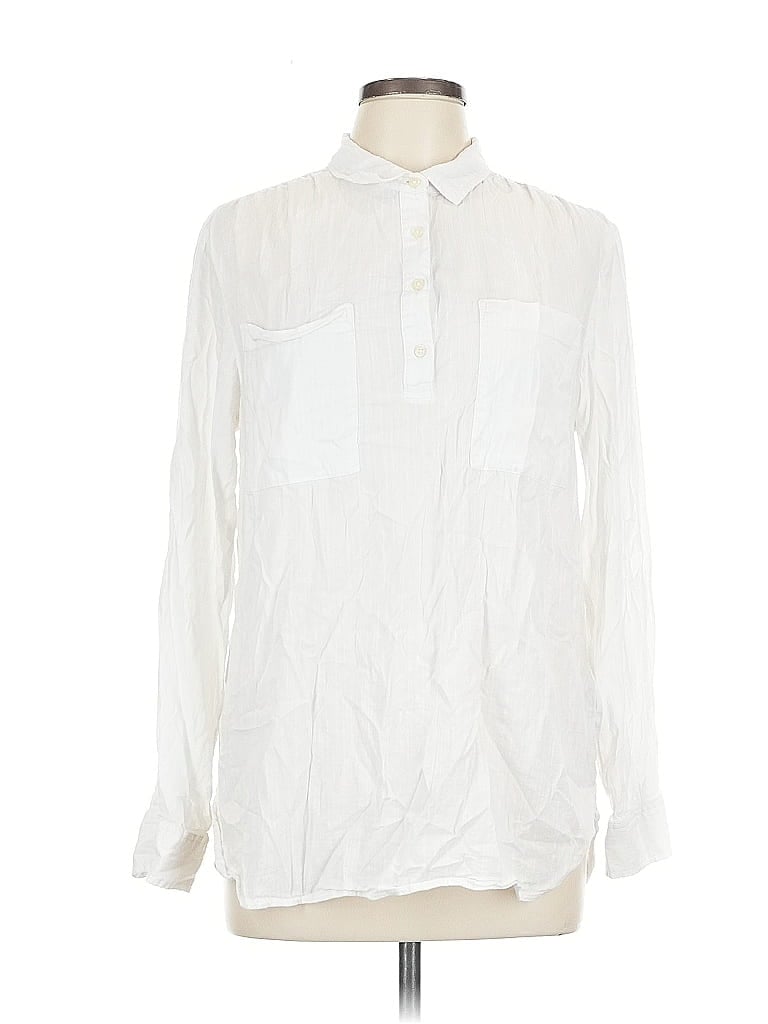 Pre-owned Gap Long Sleeve Blouse In White