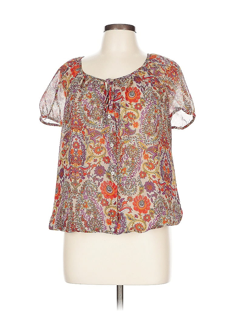 Pre-owned Apt. 9 Short Sleeve Blouse In Gray