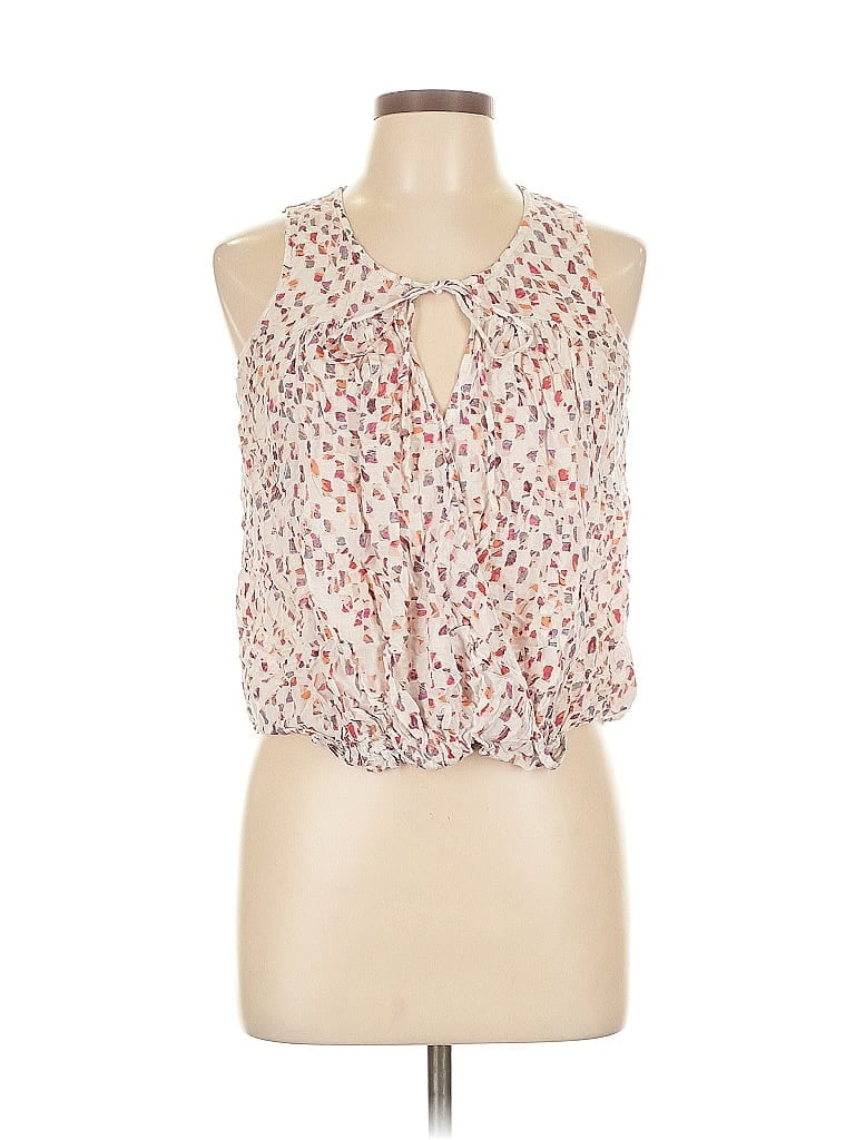 Oxford Sunday 100% Rayon Polka Dots Ivory Sleeveless Blouse Size L - photo 1