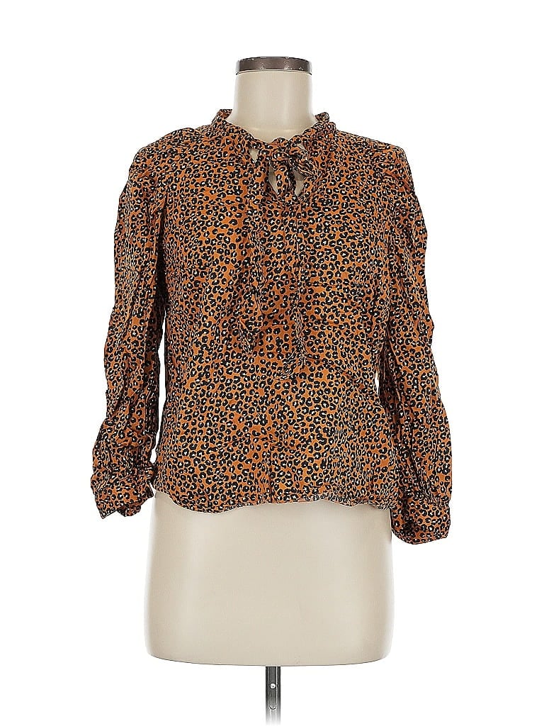 Pre-owned Who What Wear 3/4 Sleeve Blouse In Brown