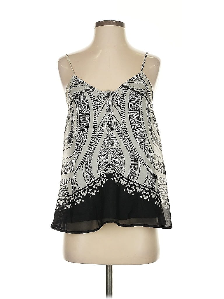 Pre-owned Twelfth Street By Cynthia Vincent Sleeveless Silk Top Silver Halter Neckline Tops