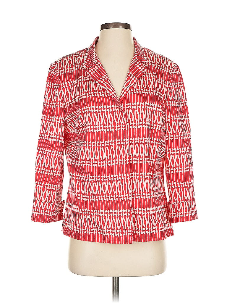 Pre-owned Carlisle 3/4 Sleeve Silk Top Red Open Neckline Tops