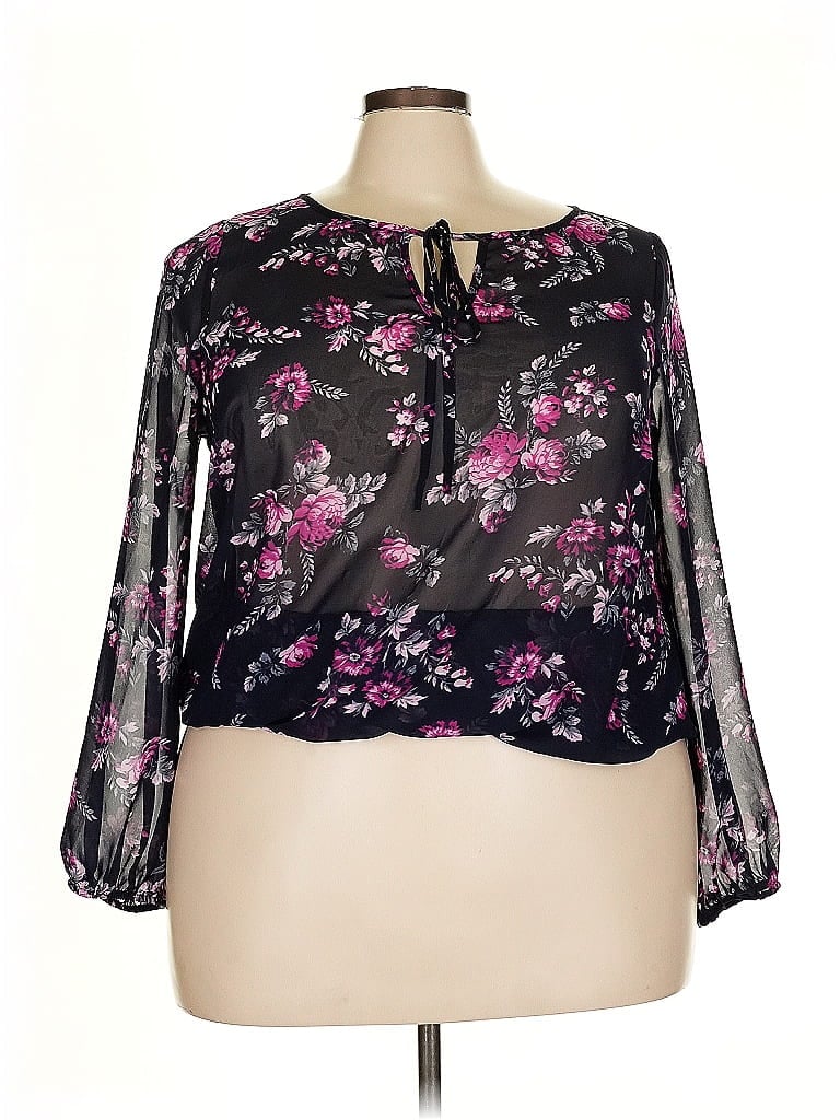 Pre-owned Lane Bryant 3/4 Sleeve Blouse In Black