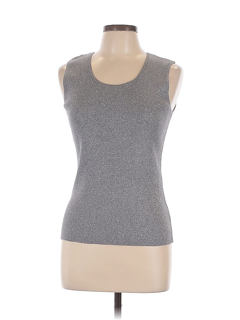 Click to view more detailed imagery on our partner's website Pre-owned Kate Hill Sleeveless Top Gray Scoop Neck Tops
