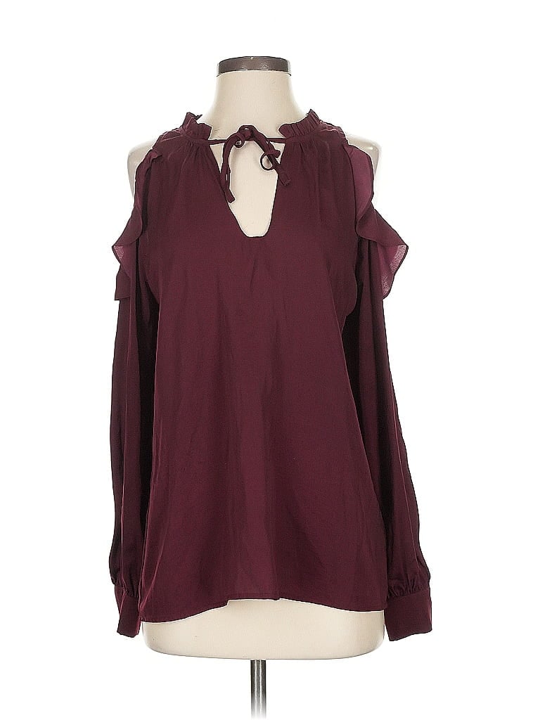 Pre-owned Miss Me Long Sleeve Blouse In Burgundy