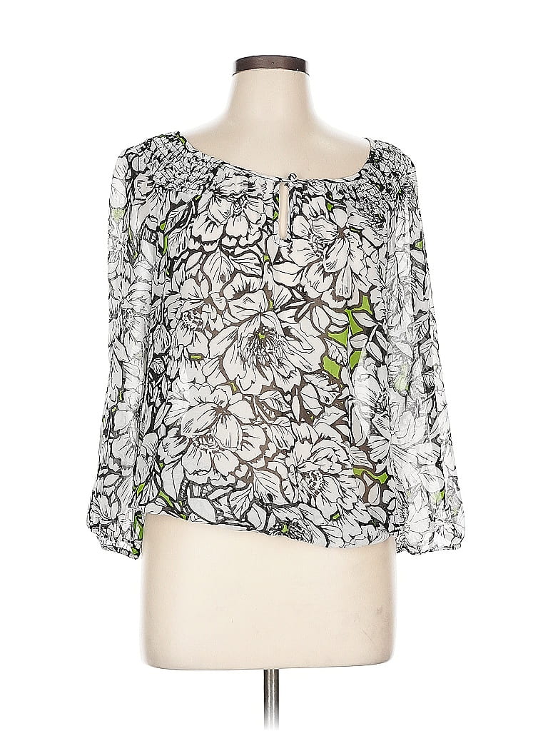 Pre-owned Banana Republic Factory Store 3/4 Sleeve Blouse In Silver