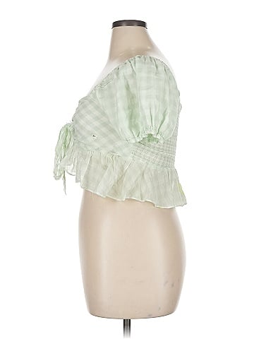 Aeropostale 100% Cotton Green Short Sleeve Blouse Size XL
