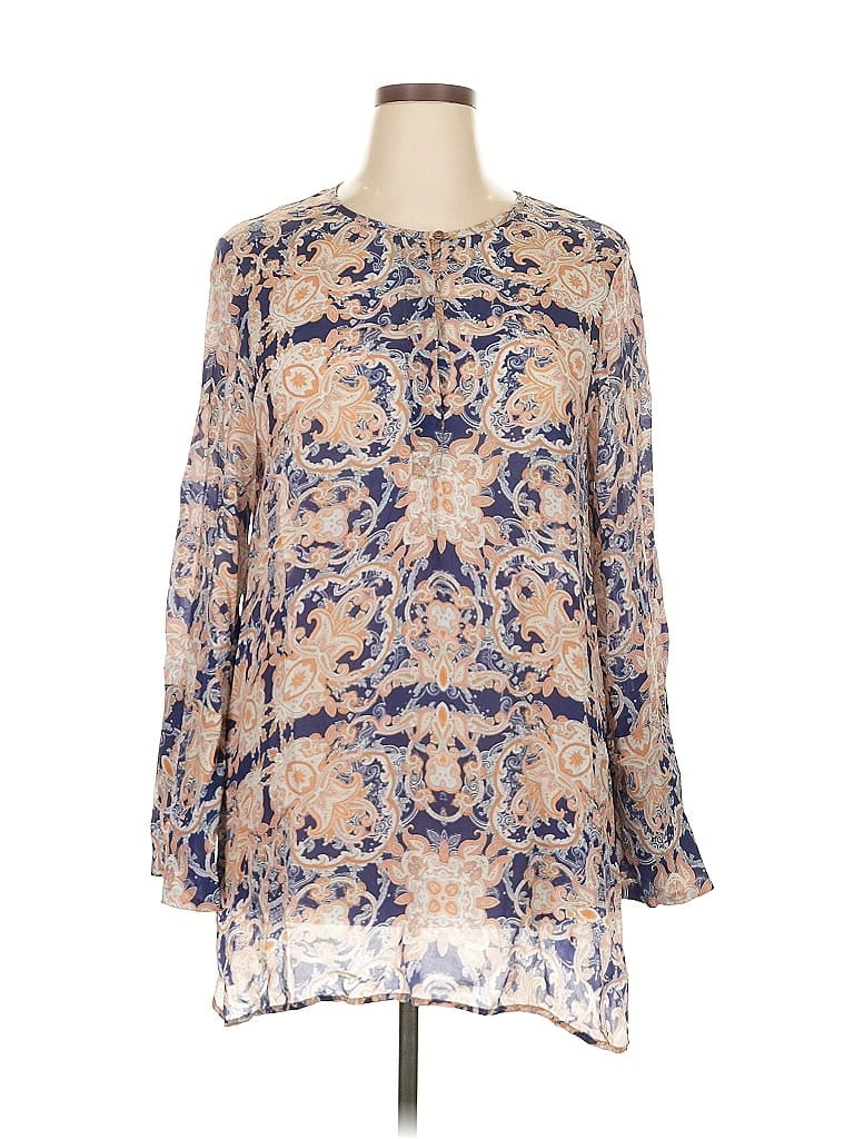 Pre-owned One Season Australia Long Sleeve Blouse In Blue