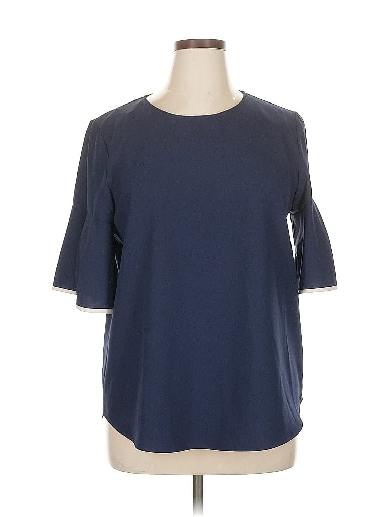 Pre-owned Duffield Lane 3/4 Sleeve Top Blue Crew Neck Tops