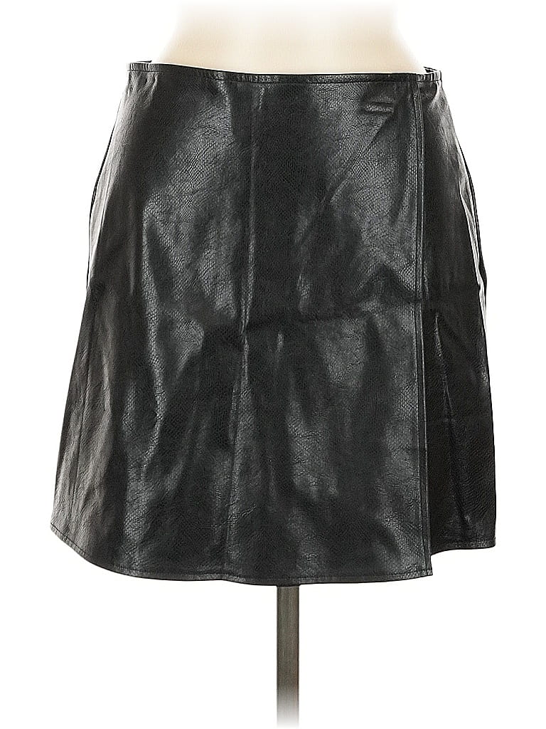 Pre-owned She + Sky Faux Leather Skirt In Black