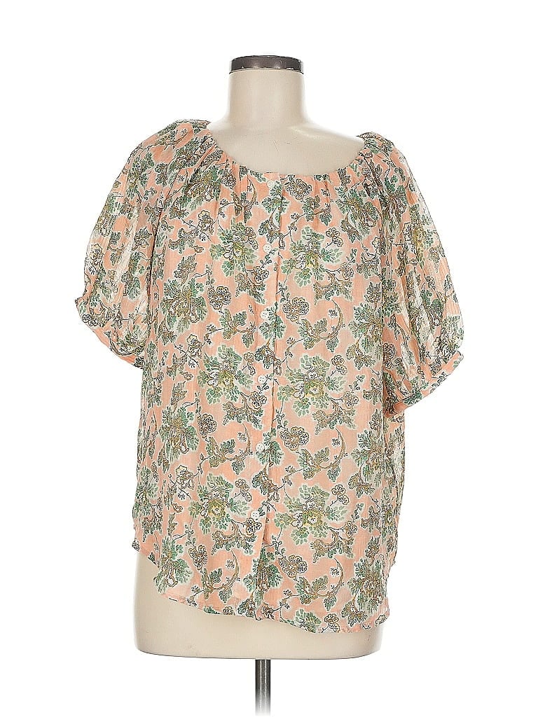 Pre-owned Ann Taylor Short Sleeve Blouse In Pink