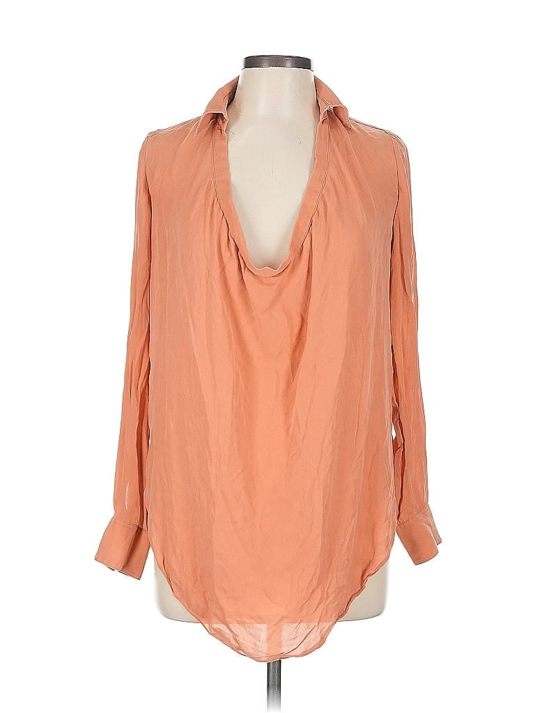 Haute Hippie 100% Silk Orange Long Sleeve Turtleneck Size L - photo 1
