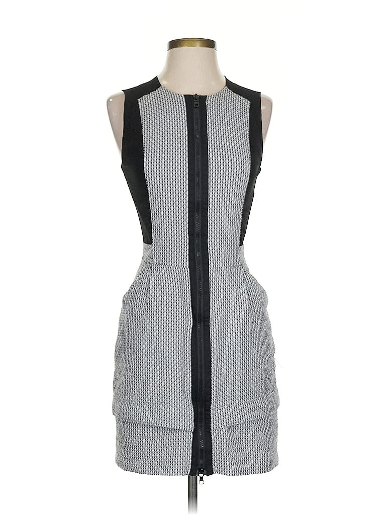 Armani Exchange 100% Cotton Houndstooth Gray Cocktail Dress Size 2 - photo 1