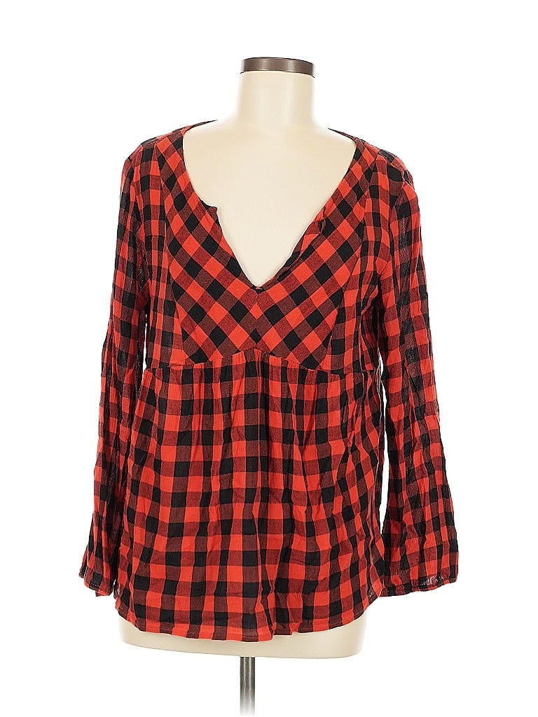 Pre-owned Old Navy Long Sleeve Blouse In Red