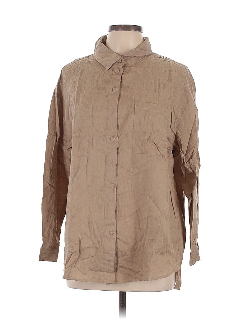 Pre-owned Davi & Dani Long Sleeve Button Down Shirt In Brown