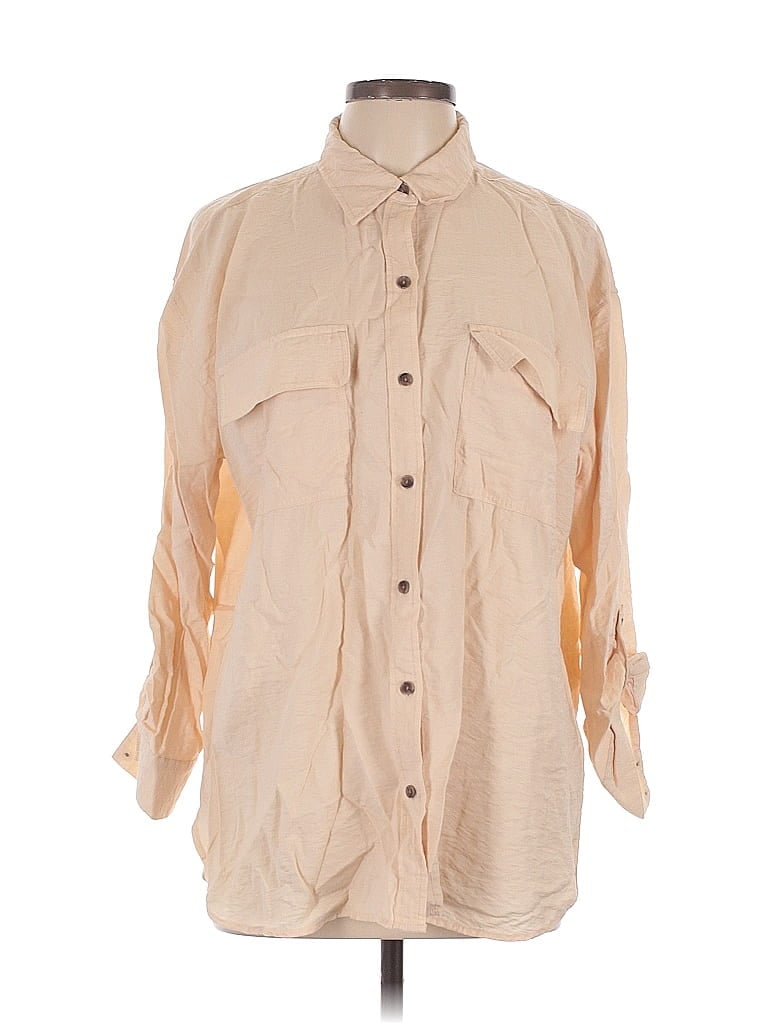 Pre-owned Banana Republic Factory Store 3/4 Sleeve Button Down Shirt In Brown