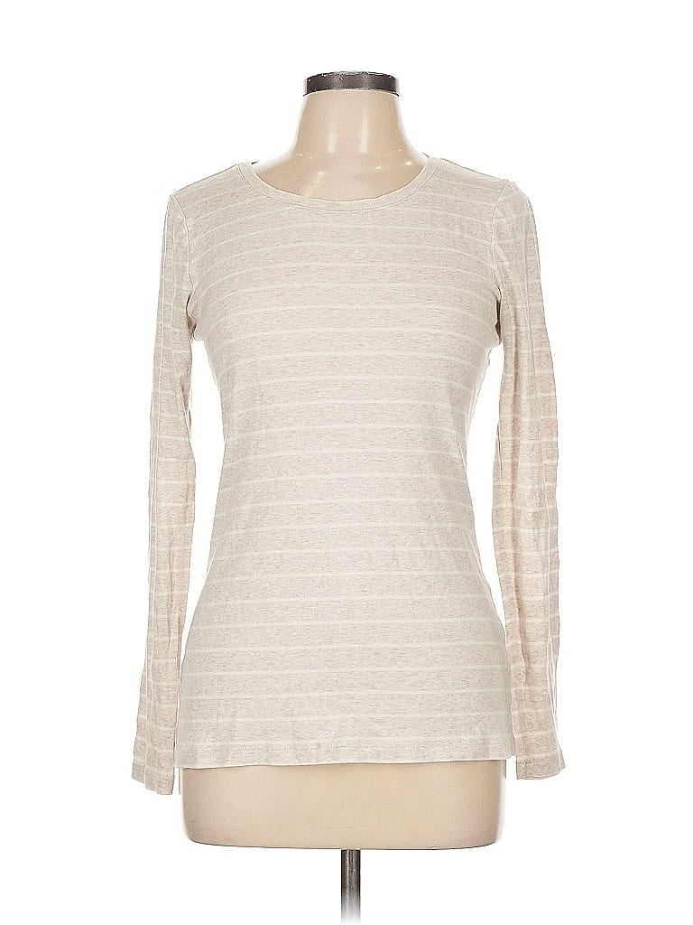 Pre-owned Caslon Long Sleeve Top Ivory Crew Neck Tops In White