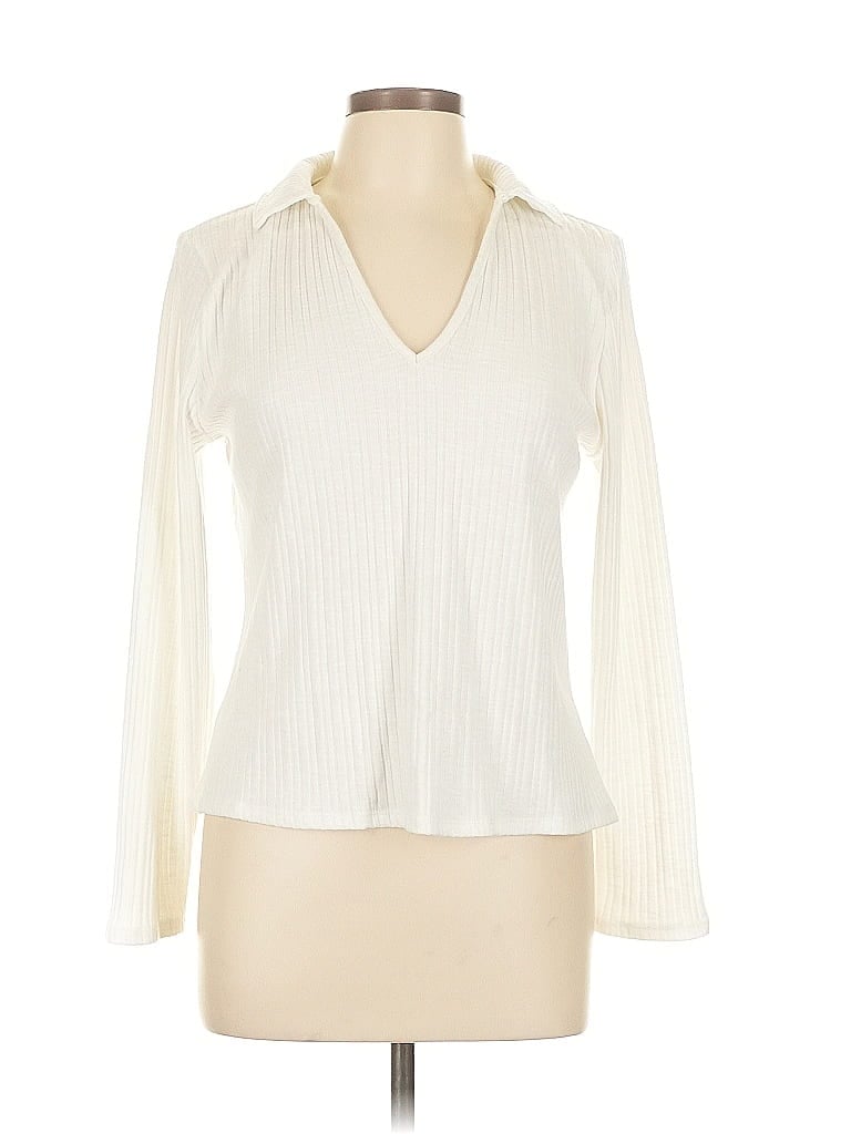 Pre-owned Vince Camuto Long Sleeve Top Ivory Cowl Neck Tops In White