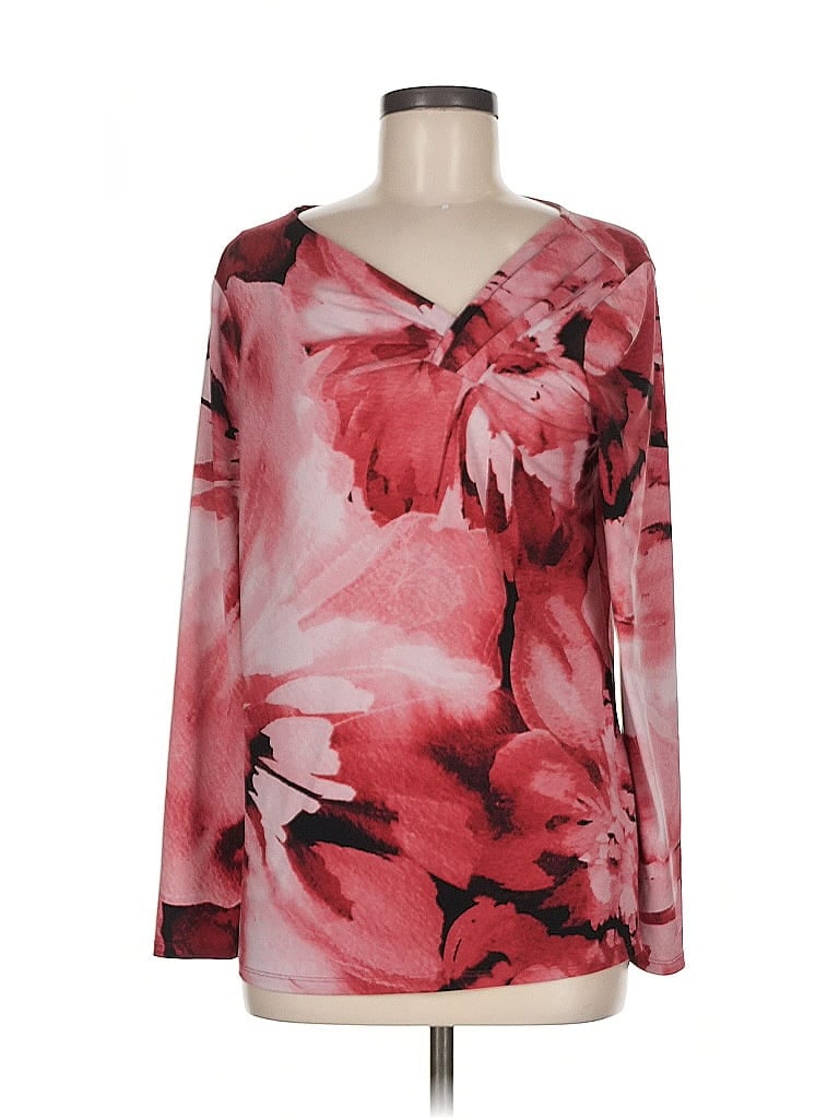 Pre-owned Dana Buchman Long Sleeve Blouse In Red