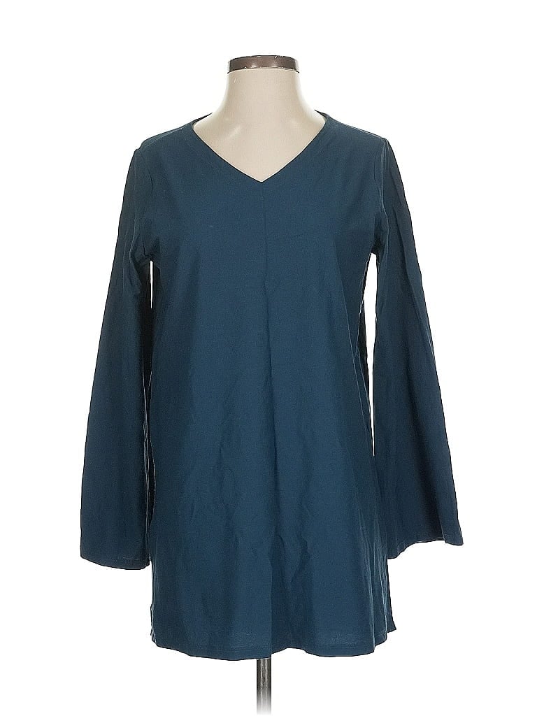 Pre-owned Eileen Fisher 3/4 Sleeve T-shirt In Blue