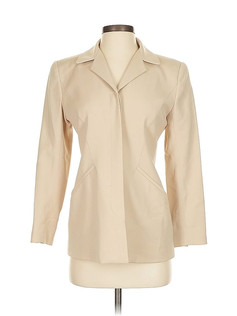 Pre-owned Dana Buchman Wool Blazer Jacket In White