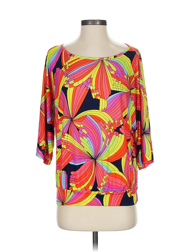 Trina Turk 3/4 Sleeve Blouse: Orange Tops - Size Small