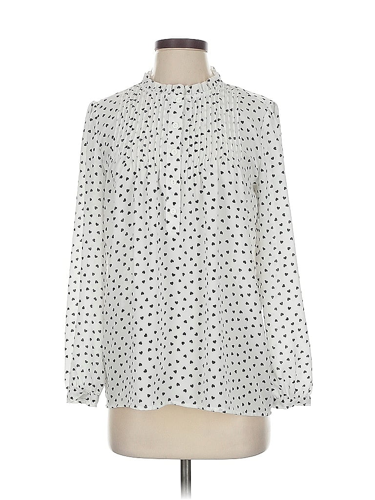 Pre-owned Adrianna Papell Long Sleeve Blouse In White