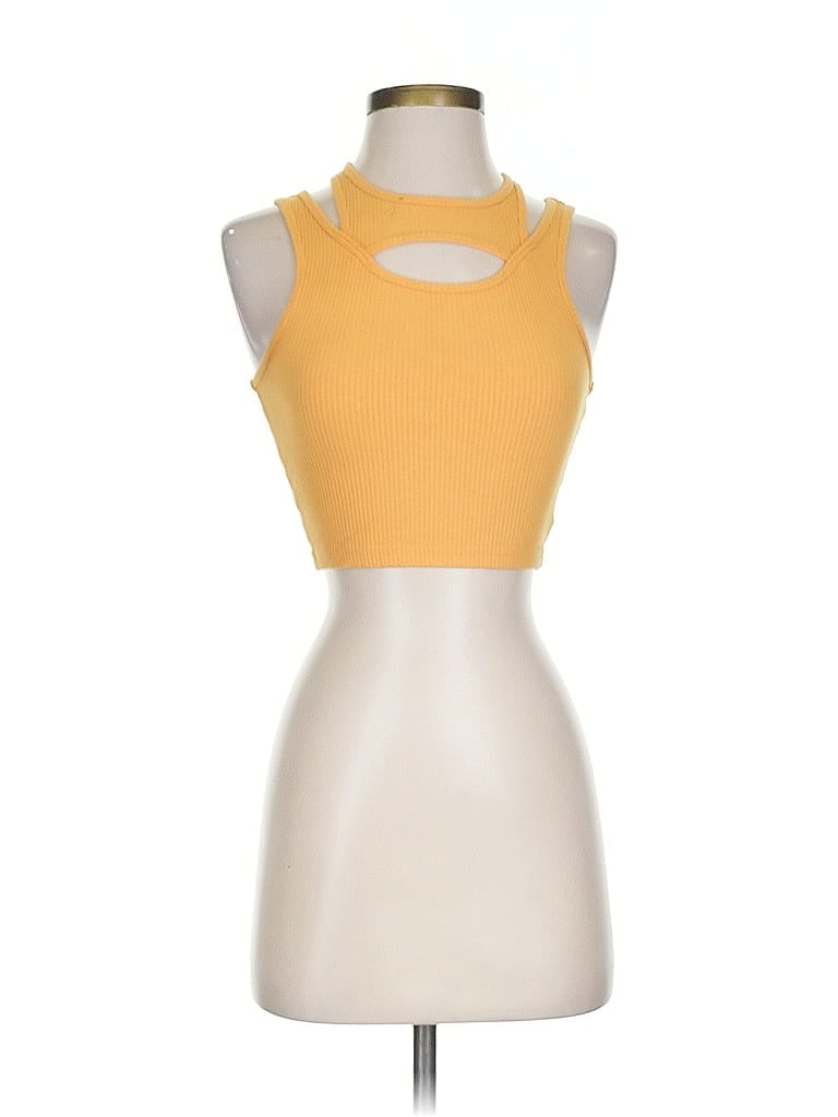 Pre-owned H&m Tank Top Yellow Halter Neckline Tops