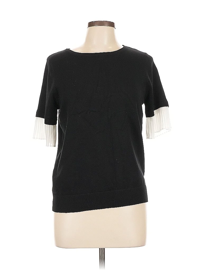 Pre-owned Vila Milano Short Sleeve Top Black Crew Neck Tops