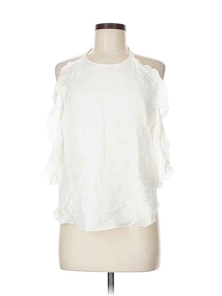 Pre-owned Zara W&b Collection Sleeveless Blouse In White