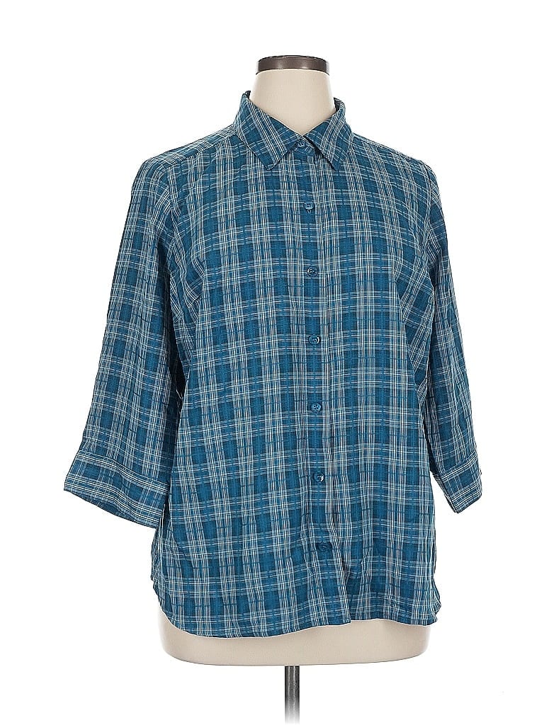 Click to view more detailed imagery on our partner's website Pre-owned Cj Banks 3/4 Sleeve Blouse In Blue