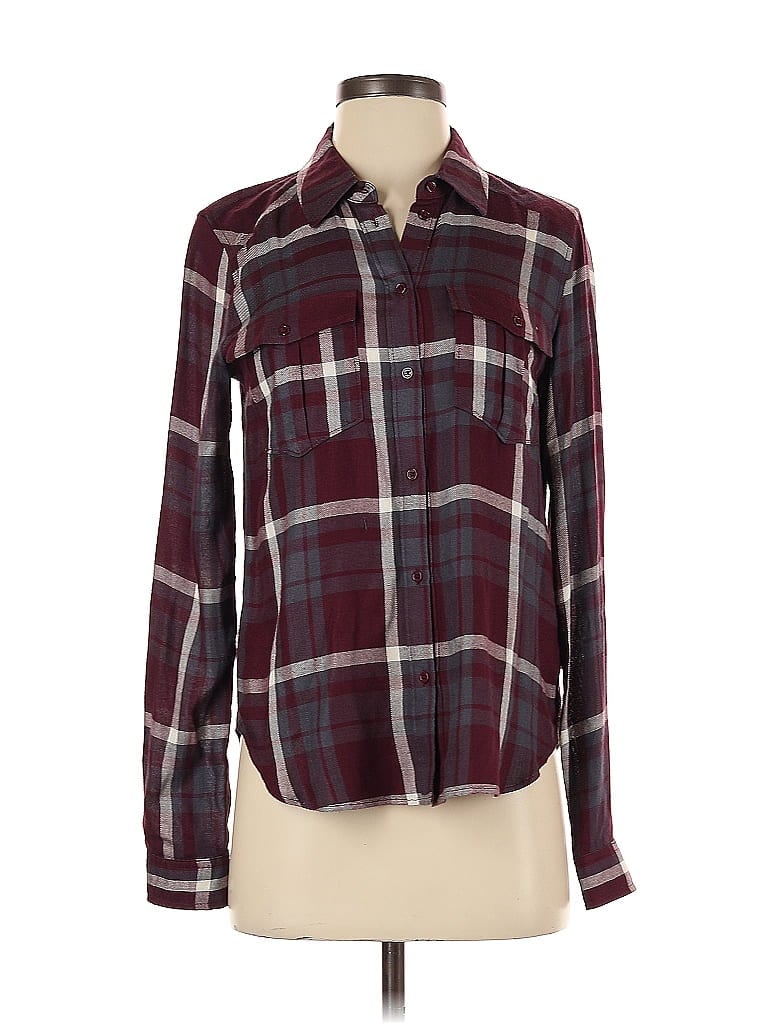 Pre-owned Paige Long Sleeve Button Down Shirt In Burgundy