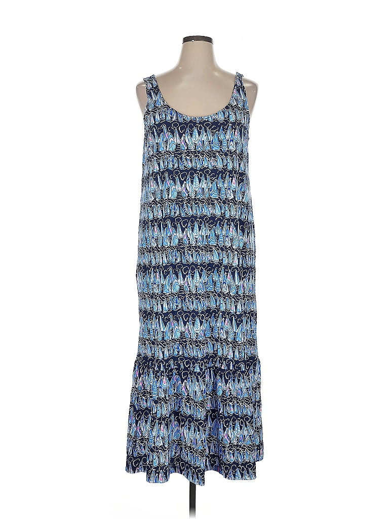 Blue Dress Casual Midi Lilly Pulitzer, Size Xl