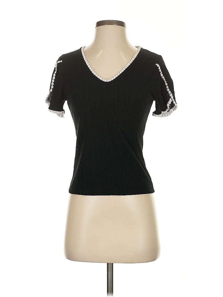 Pre-owned Who What Wear Short Sleeve T-shirt In Black