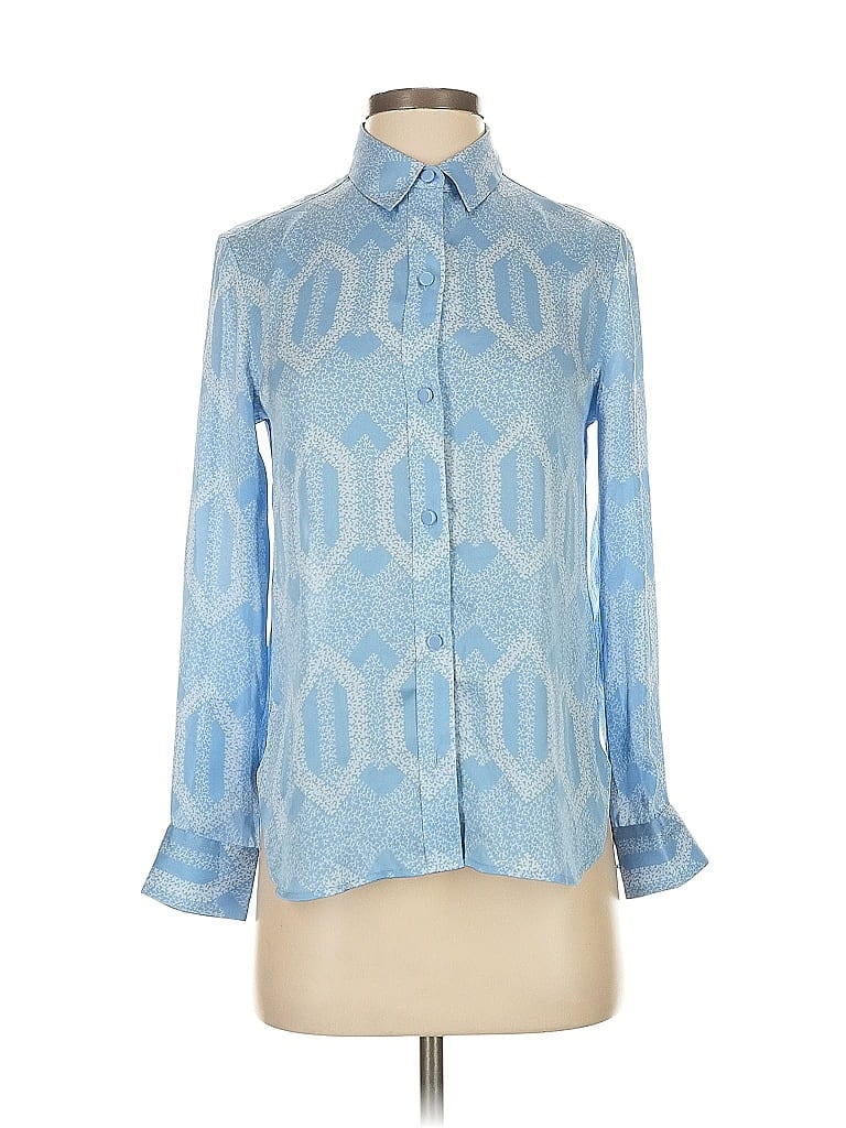 Pre-owned Equipment Long Sleeve Blouse In Blue