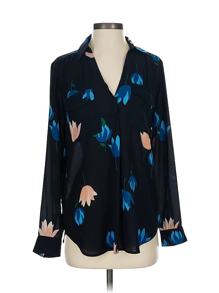 Pre-owned Ann Taylor Long Sleeve Blouse In Black