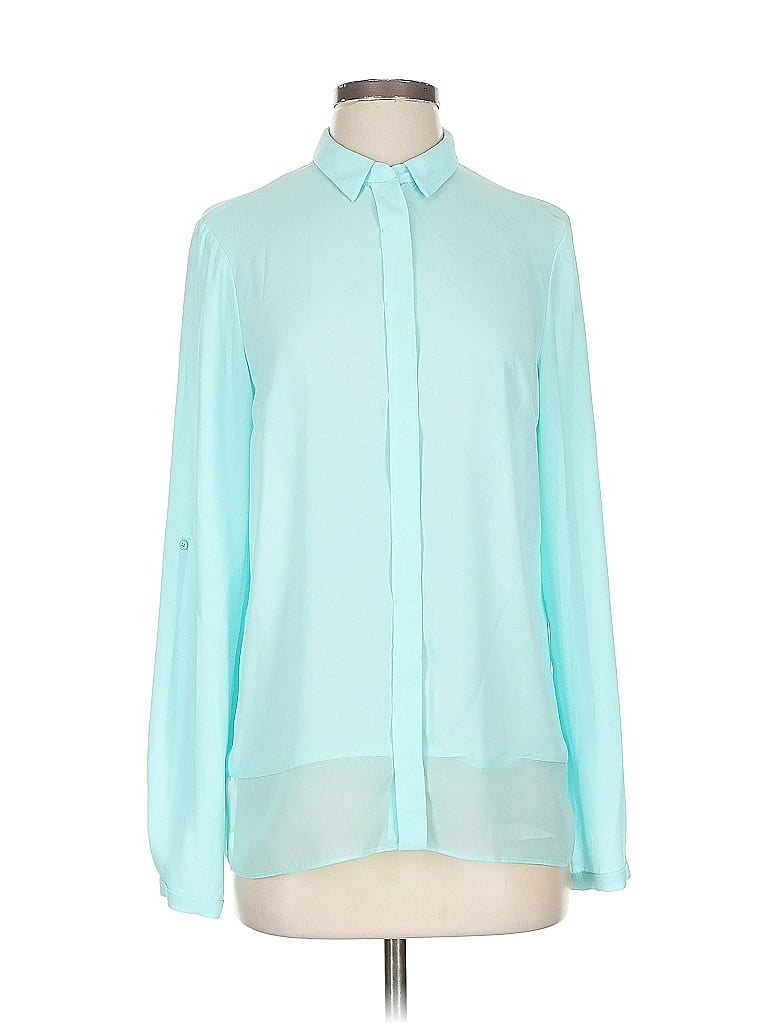 Pre-owned T Tahari Long Sleeve Blouse In Blue