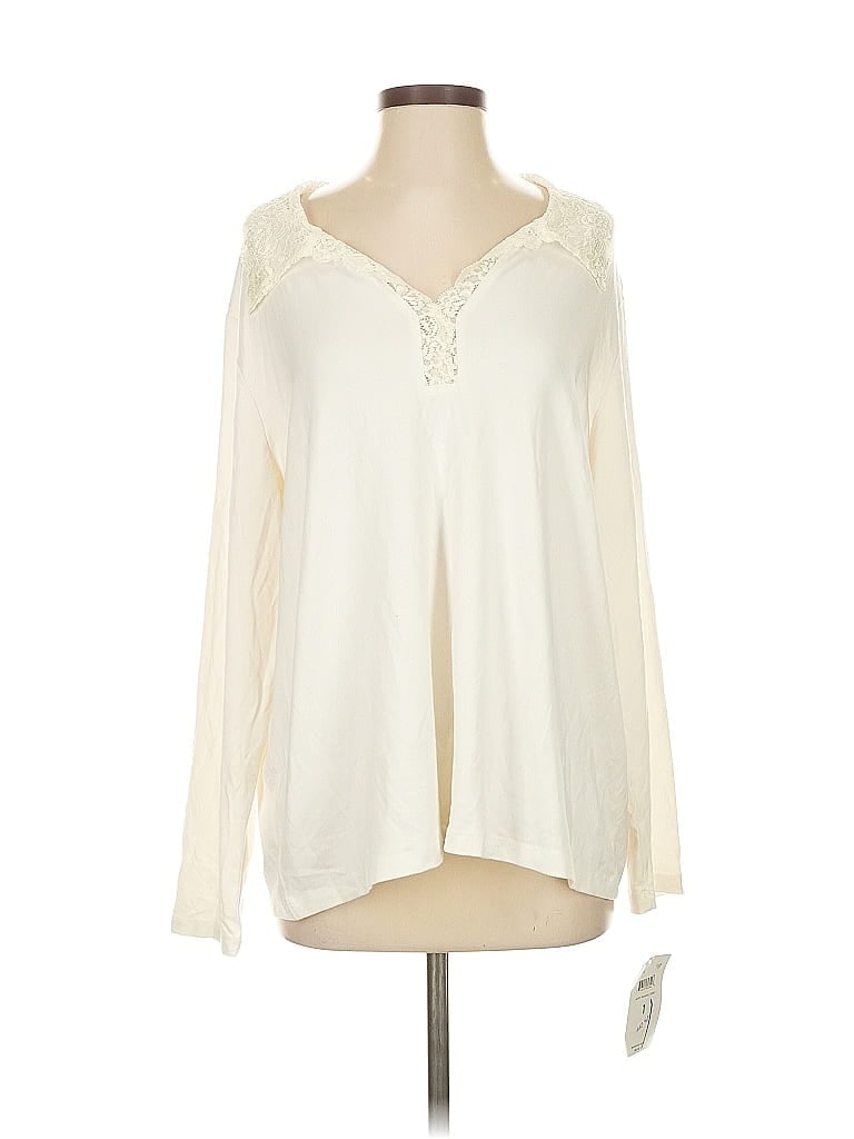 Emma James Long Sleeve Henley Shirt In White