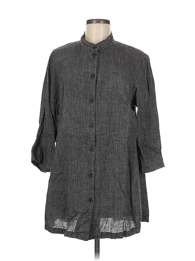 Flax 100% Linen Gray Casual Dress Size 6 (S) - photo 1
