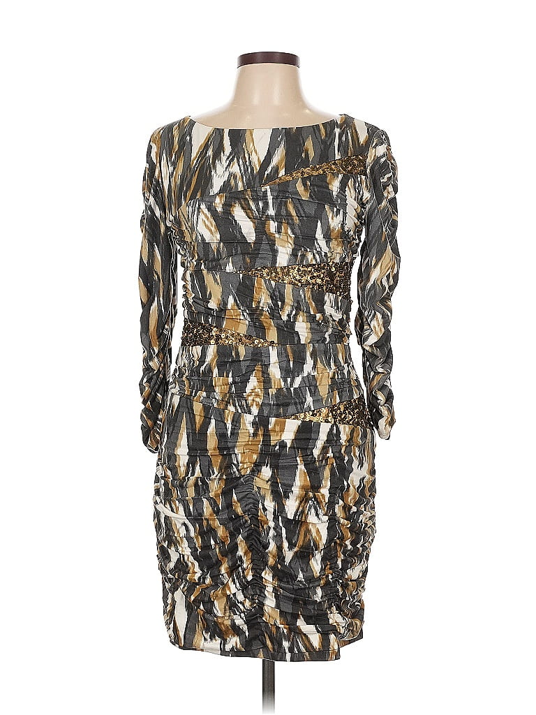 Alberto Makali Print Gold Cocktail Dress Size L 84 Off ThredUp