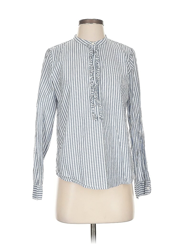 Pre-owned J.crew Factory Store Long Sleeve Blouse In Blue