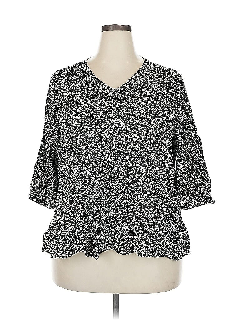 Pre-owned Cj Banks 3/4 Sleeve Blouse In Black